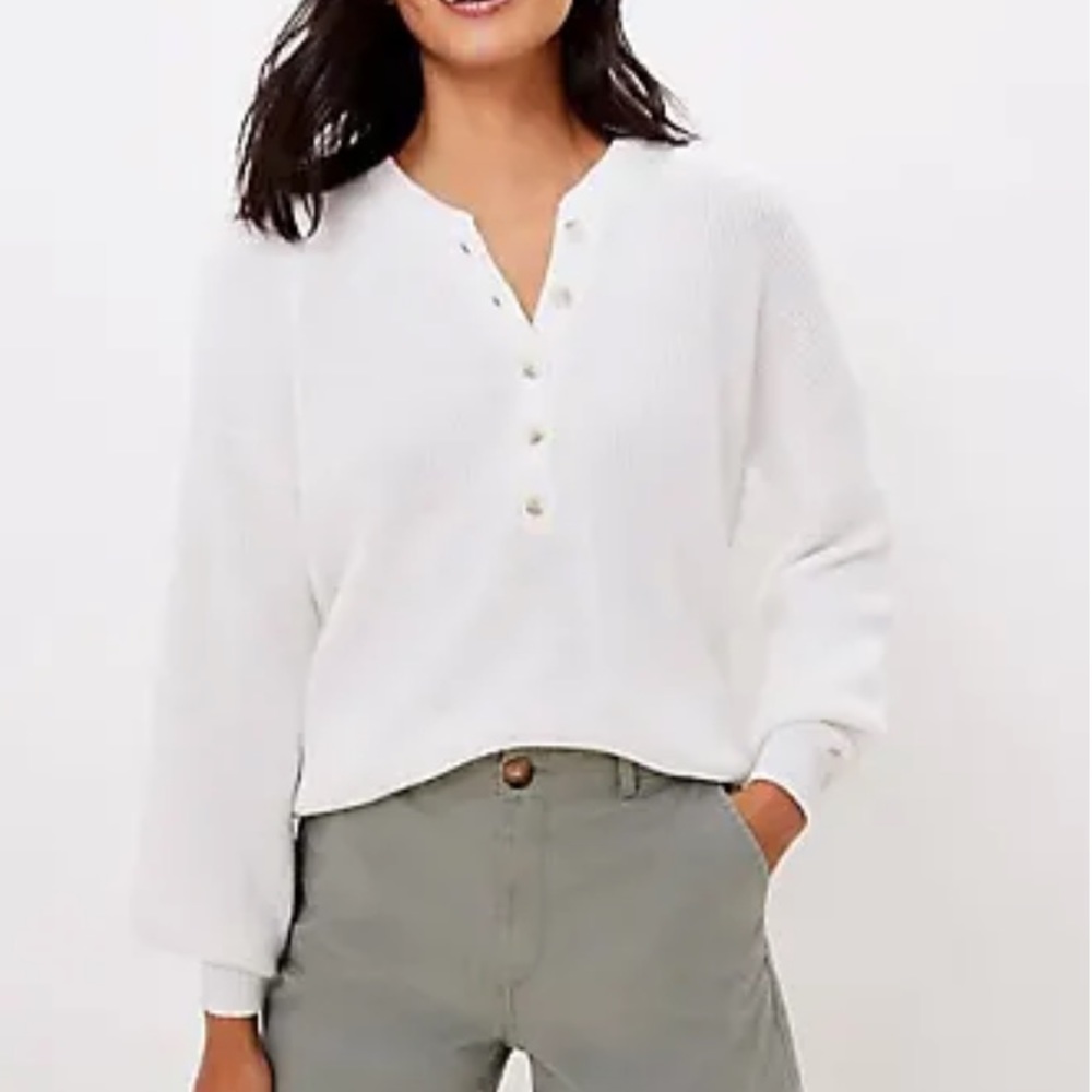 EUC Loft Ribbed Henley Sweater